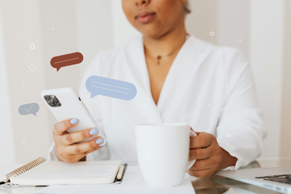 HVAC business owner using automated CRM follow-up system on mobile phone